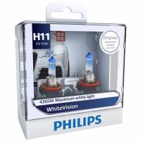 Philips หลอดไฟ รถยนต์ H11 4300K Xenon White Vision Maximun White Light