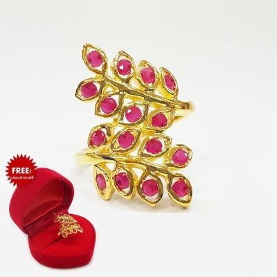 Inspire Jewelry ,แหวนช่อมะกอกทับทิม ตัวเรือน หุ้มทองแท้ 100% 24K สวยหรู