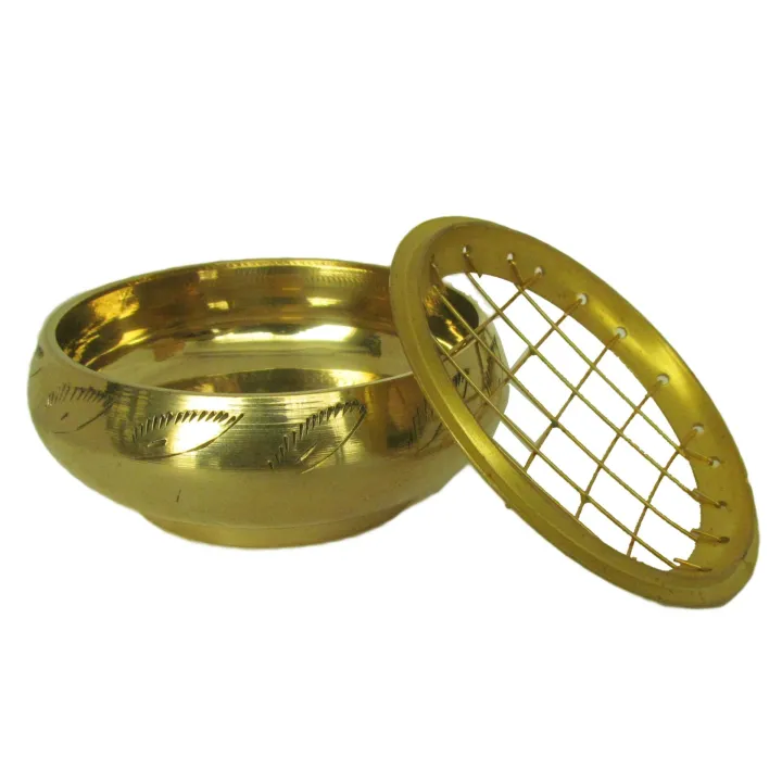 Brass Charcoal Burner Incense Pot for Agarwood Sandalwood Frankincense