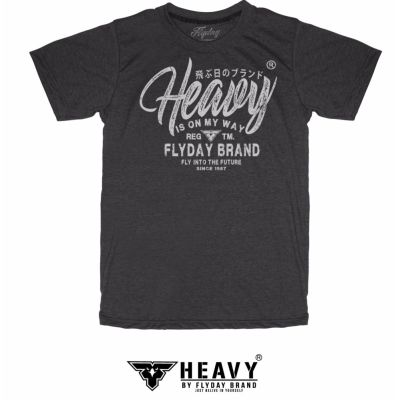 FLYDAY HEAVY (เสื้อยืดคนอ้วน) ลายHEAVY  สีเทาดำ