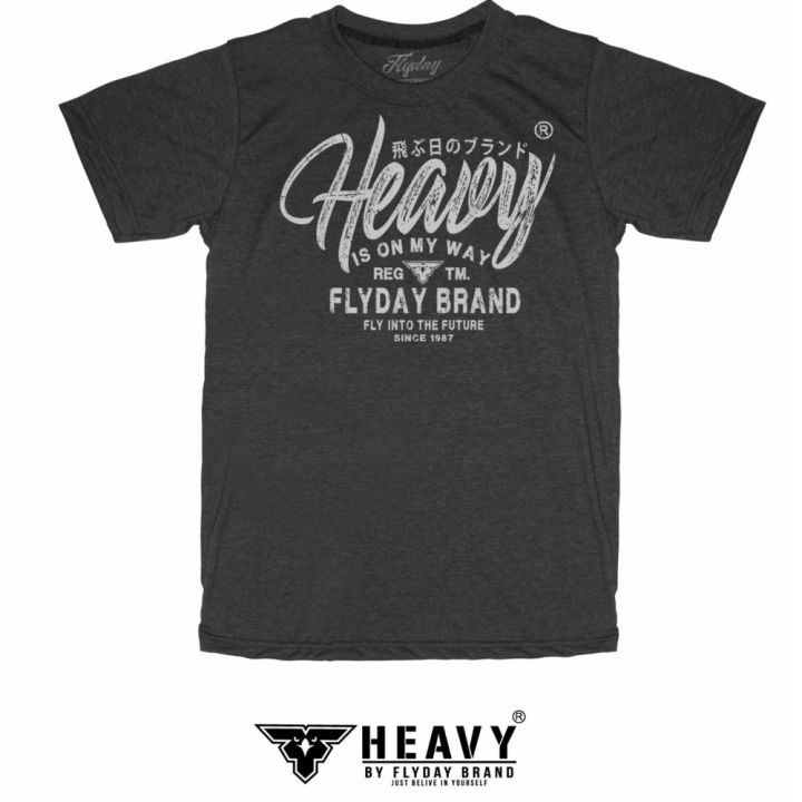flyday-heavy-เสื้อยืดคนอ้วน-ลายheavy-สีเทาดำ