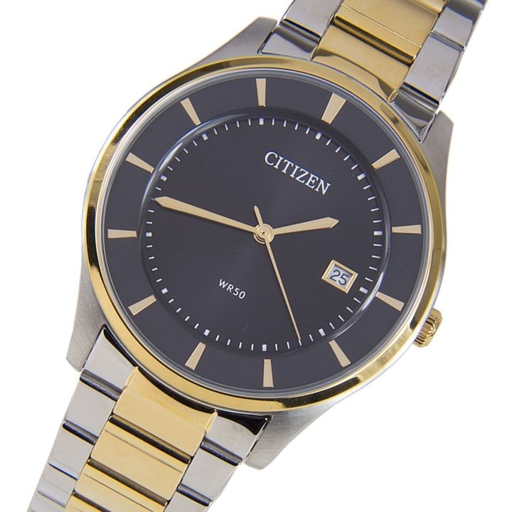citizen-quartz-dress-watch-นาฬิกาข้อมือสุภาพบุรุษ-black-gold-stainless-strap-รุ่น-bd0048-55e