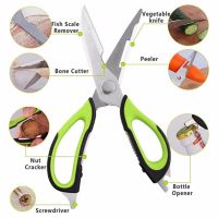 TOKAI Multi-Functional Kitchen Scissors 7 in 1 Stainless steel blade Thermo Rubber handles Easy to use - Green，Available in a variety of formats in one convenient, easy to use, no time to find multiple devices. Save space and save money