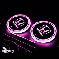 LED Color  for HONDA  Changing Car Cup Bottle Drinks Coaster Holder With USB Charger  ไฟ โลโก้ LED วางไว้ที่วางแก้วน้ำในรถ (มี 2 อัน)