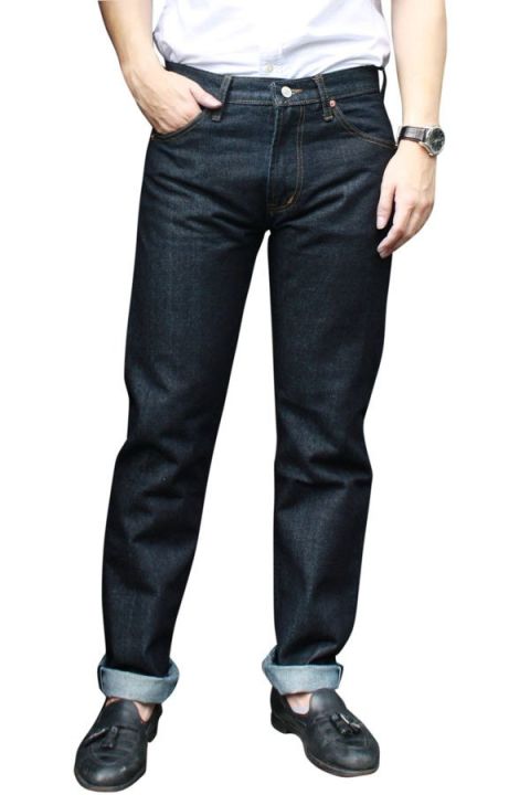 golden-zebra-jeans-กางเกงยีนส์ผ้าดิบริมแดง-ขากระบอกสีน้ำเงิน