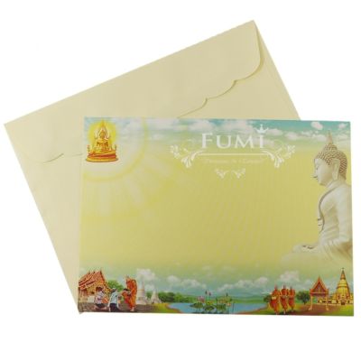 Fumi การ์ดงานบวช การ์ดเปล่า หน้าเดียวพร้อมซอง 5x7 นิ้ว 500 ชุด