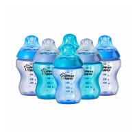 ขวดนมTommee Tippee Colour My World Closer to Nature Boy Feeding Bottles, 260 ml/9 floz - Blue/Green, Pack of 6