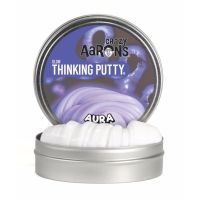 Crazy Aaron s Thinking Putty รุ่นเรืองแสงในที่มืด สีน้ำเงินม่วง Aura ดินน้ำมันวิทยาศาสตร์ ไม่มีวันแห้ง เด้งได้ ปั้นได้