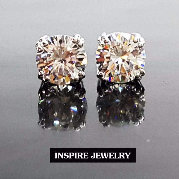 inspire-jewelry-ต่างหูฝังเพชรสวิสเกรด-aaa-ไซด์-m-4min-น้ำงาม-เจียเหลี่ยม-h-amp-a-งานจิวเวลลี่แบบร้านเพชร-ตัวเรือนขึ้นด้วยทองเหลืองนอก