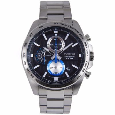 SEIKO Sport นาฬิกาข้อมือผู้ชาย Chronograph เรือนสแตนเลสหน้าปัดดำ รุ่น SSB257P1 - Black