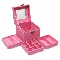 Fancybox กล่องเครื่องประดับเอนกประสงค์ 3 ชั้น (Square Jewelry Box) สีชมพู