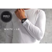 Double U T-Shirt เสื้อยืดแขนยาวสีพื้น White (สีขาว) - Long Sleeve