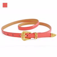 เข็มขัดผู้หญิง เข็มขัด ผู้หญิง เข็มขัด New Fashion and Easy Collocation Pattern PU Leather and Metal Belt for Woman and Girls - Pink