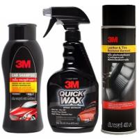 3M แชมพูล้างรถและ Quick Wax 39034 สเปรย์เคลือบเงาสีรถโชวรูม ควิกแวกซ์ &amp; ผลิตภัณฑ์เคลือบเงาเบาะหนังและยางดำ ชนิดกระป๋องสเปรย์ 400ml