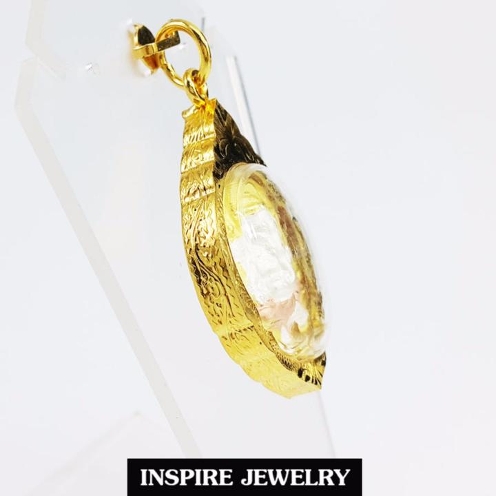 inspire-jewelryจี้พระพิฆเนศ-กรมศิลปากร-งานปราณีต-ทำซาติน-และ3กษัติรย์-กรอบทองตอกลาย-ขนาด-2-5cm-x4cm