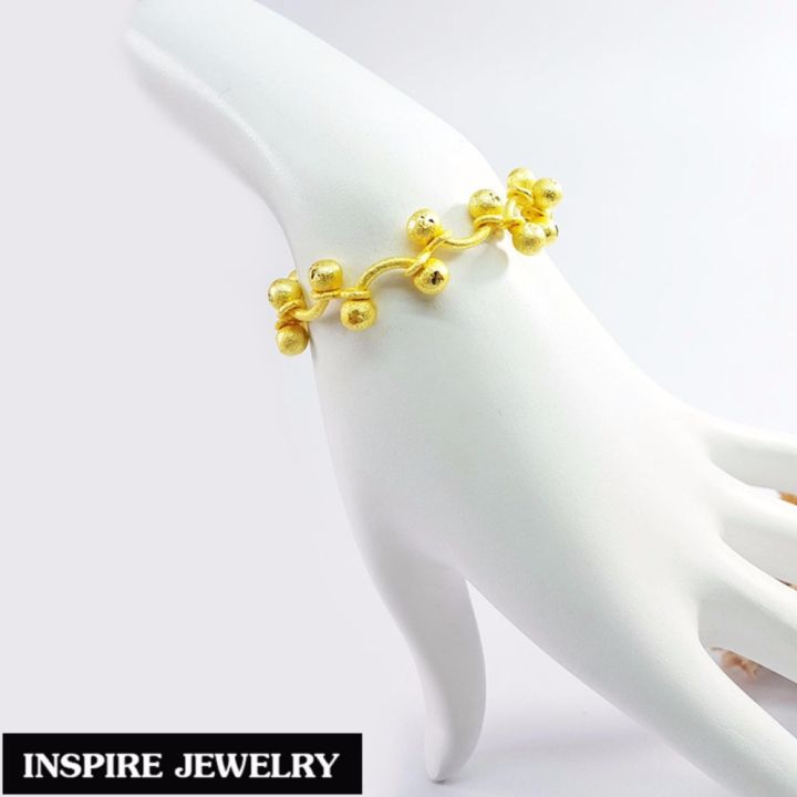 inspire-jewelry-สร้อยข้อมืองานdesign-ลายเถาวัลย์-พิเศษพ่นทรายสวยงาม-หุ้มทองแท้-100-24k-ขนาด2บาท-งานจิวเวลรี่-งานร้านทอง-พร้อมถุงกำมะหยี่