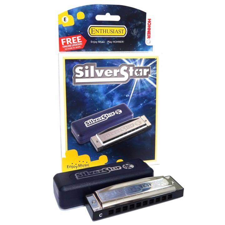 hohner-ฮาร์โมนิก้า-คีย์-e-รุ่น-silver-star-harmonica-key-e-เมาท์ออแกนคีย์-e-แถมฟรีเคส-amp-คอร์สออนไลน์-ฮาร์โมนิก้าซีรีย์ที่ขายดีทีสุด