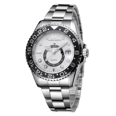 ฟรี! กล่องกล่องเช็ตสุดหรู! SVL Date Quartz นาฬิกาข้อมือผู้ชาย มีวันที่ กันน้ำ 100% รุ่น GP80329  (White/ Silver)