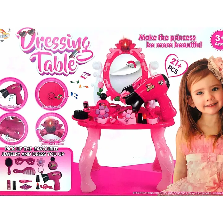 J.TOYS โต๊ะเครื่องแป้งเด็ก มีเสียง มีไฟ ไดร์เป่าลมอ่อนๆได้ Lazada.co.th