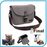 กระเป๋ากล้อง DSLR , MirrorLess Travel Life M80 By 9FINAL พร้อมสายสะพายข้าง แนวเกาหลี Korean Style Canvas Camera Bag ( สีเทาดำ Grey Color)