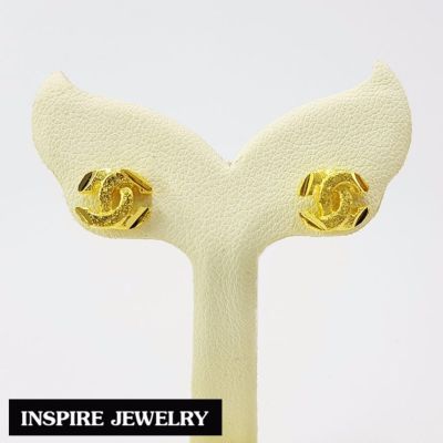 Inspire Jewelry ,ต่างหูCN ทองตอกลาย หุ้มทองแท้ 100% 24K สวยหรู