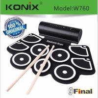 กลองชุด กลองไฟฟ้า กลองท่องเที่ยว KONIX W760 (OEM) By 9FINAL Silicon drum  Electronic 9 Pad Roll Up Drum With Pedals กลองไฟฟ้า ขนาดพกพา พร้อมลำโพงในตัว เสียงดี ต่อไฟจาก power bank ได้