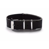 สายนาโต้หนัง 22mm OVERWRIST Premium Leather Black Nato Strap 22mm