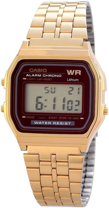 Casio นาฬิกาข้อมือผู้ชาย สายสแตนเลส รุ่น A159WGEA-5DF(ประกัน cmg) - gold