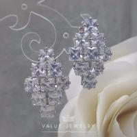 Value Jewelry ER0159 กว้าง1.7cmยาว2.6cm เครื่องประดับเพชรCZ เกรดพรีเมี่ยม หนีบ ห่วง ระย้า คริสตัล เพชร  สร้อยข้อมือ สร้อยคอ แหวน