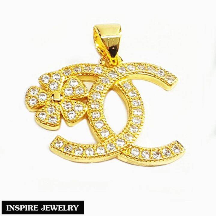 inspire-jewelry-จี้cn-ฝังเพชร-ประดับดอกไม้-2-แบบ-งานจิวเวลลี่-หุ้มทองแท้-100-24k-และหุ้มทองคำขาว-สวยหรู