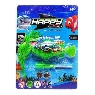 หุ่นยนต์ปลาสวยงาม ว่ายน้ำอัตโนมัติ Happy Fish Robot Toy Automatic swimming ลาย เขียวใสพาดส้ม Green Transparent Stripe Orange