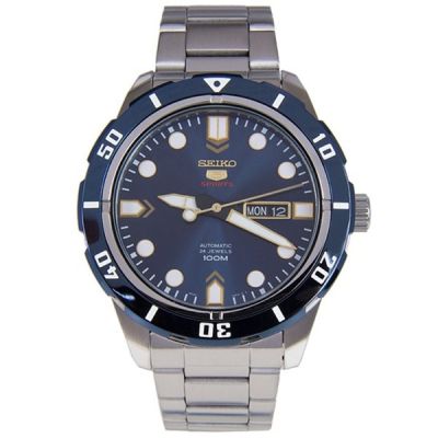 SEIKO SPORTS 5 Automatic นาฬิกาข้อมือผู้ชาย สีเงิน/สีน้ำเงิน สายสแตนเลส รุ่น SRP677K1