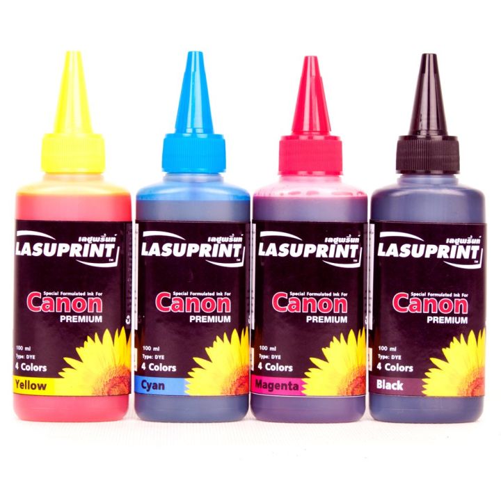 LASUPRINT หมึกเติม Canon Inkjet Refill ขนาด 100ml. แพ็คสุดคุ้ม 4 สี - B/C/M/Y