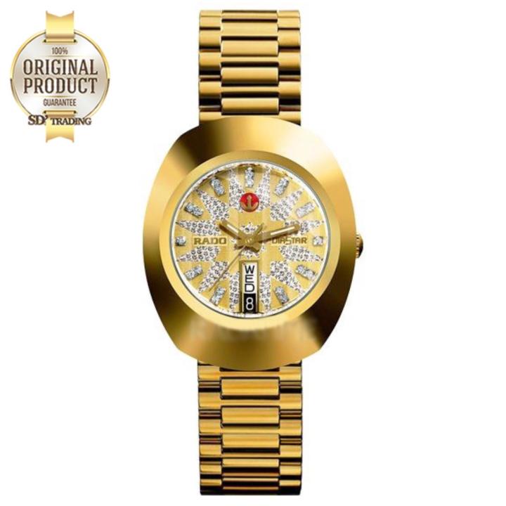 rado-diastar-นาฬิกาข้อมือผู้ชาย-nbsp-สายสแตนเลส-automatic-watch-รุ่น-r12413263-nbsp-เรือนทอง-พลอยยิบ