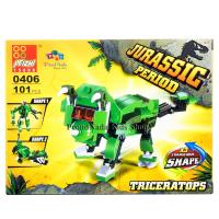 ProudNada Toys ของเล่นเด็กชุดตัวต่อเลโก้ไดโนเสาร์ PEIZHI JURASSIC PERIOD TRICERATOPS 101 PCS 0406