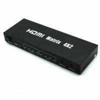 HDMI Matrix 4x2 Switch (4 HDMI in 2 HDMI out) HDMI Splitter with Audio Out,Remote Control Support CEC, Deep Color 30bit, 36bit, Support 1080P, 3D CV0103