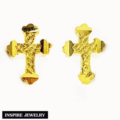 Inspire Jewelry ,ต่างหูไม้กางเขน Cross สัญลักษณ์ทางพระเยซูคริสต์ ป้องกันภัย ตัวเรือนหุ้มทองแท้ 100% 24K