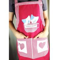 WOW ผ้ากันเปื้อน ทำครัว ลายน้องแมว ผ้า cotton พร้อมกระเป๋าหน้า 2 ใบ (สีแดง) Kitchen Apron