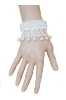 TANITTgems Vintage White Pearls French Lace Bridal Bracelet