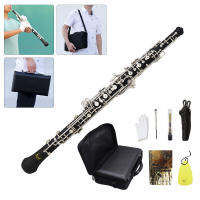 Professional Oboe C Key Cupronickel Plated Silver Woodwind Musical Instrument for Beginner with Reed Gloves Cleaning Cloth Lubricant Screwdriver Leather Case Bag Strap Outdoorfree