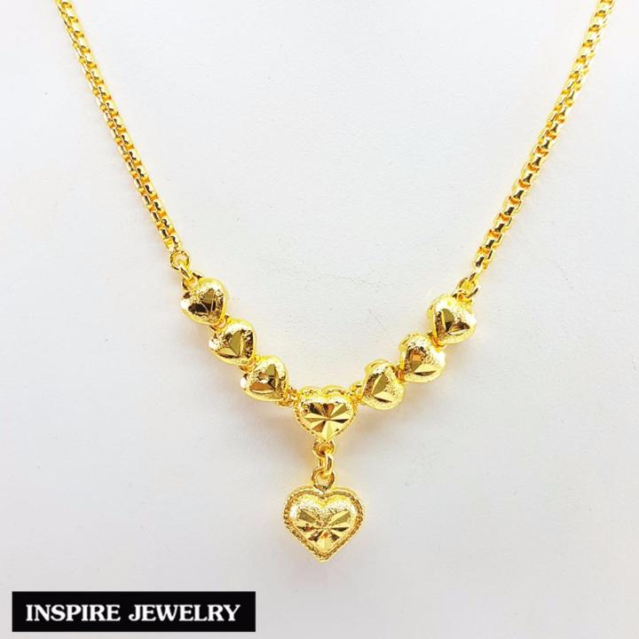 inspire-jewelry-ชุดเซ็ท-สร้อยคอทอง-สร้อยข้อมือทอง-ลายเลสหรูและข้อป้อง-หุ้มทองแท้-100-24-นิ้ว-พร้อมกล่องทอง