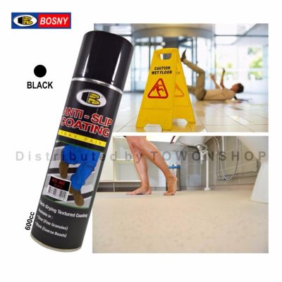 BOSNY สีสเปรย์กันลื่น ป้องกันพื้นลื่น พื้นห้องน้ำ บันได สีดำ BLACK ANTI-SLIP COATING SPRAY PAINT 600ml