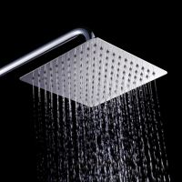 8inch Square Stainless Steel Ultra Thin Top Sprayer Faucet Overheaded Rain Rainfall Shower Head Spray Supplies for Bathroom - intl