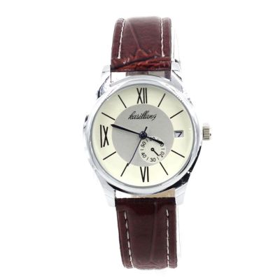 [ราคาพิเศษโละสตอก! คละสีส่ง]W Time นาฬิกาข้อมือผู้หญิง ระบบวันที่ - WP8142 (White/ Brown)