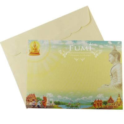 Fumi การ์ดงานบวช การ์ดเปล่า หน้าเดียวพร้อมซอง 5x7 นิ้ว 200 ชุด