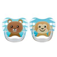 Dr.Browns : DRBPV22015 จุกนมหลอก PreVent PRINTED SHIELD Pacifier - Stage 2 - Boy Animal Faces, 2pk