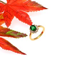 Jewelry Buffet แหวนประดับด้วย GREEN GLASS ชุบทอง 18k JXR0012654 (สีเขียว)
