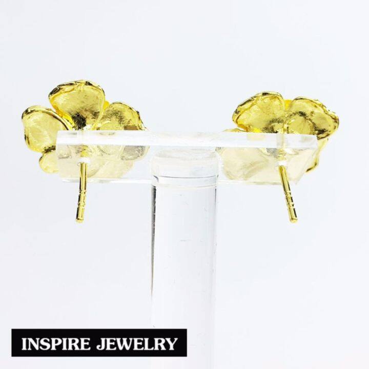 inspire-jewelry-ต่างหูรูปดอกไม้-หุ้มทองแท้-100-งานแบบร้านทองสวิส