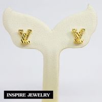 Inspire Jewelry ,ต่างหูLV ทองตอกลายและ หุ้มทองแท้ 100% 24K สวยหรู