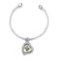 Suvani Jewelry - Stainless Steel Real Irish Four Leaf Clover Good Luck กำไลใบโคลเวอร์ ใบไม้แห่งความโชคดี